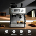 Gevi 20 Bar Espresso Machine with Grinder & Milk Frother, Professional Coffee Maker for Home, Cappuccino & Latte, Removable Water Tank, Steam Wand