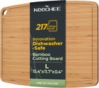 Dishwasher Safe Bamboo Cutting Boards 15.4x11.7in Heat-Resistant Chopping & Charcuterie Board with Juice Groove, Durable Lightweight Kitchen Essentials for Meat, Vegetables, Easy Clean