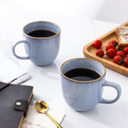 AmorArc 12oz Coffee Mugs, Ceramic Coffee Mugs set of 6 for Man, Woman, Dad, Mom, Modern Coffee Mugs with handle for Latte/Cappuccino/Milk/Cocoa. Dishwasher&Microwave Safe, Blue-Reactive Glaze