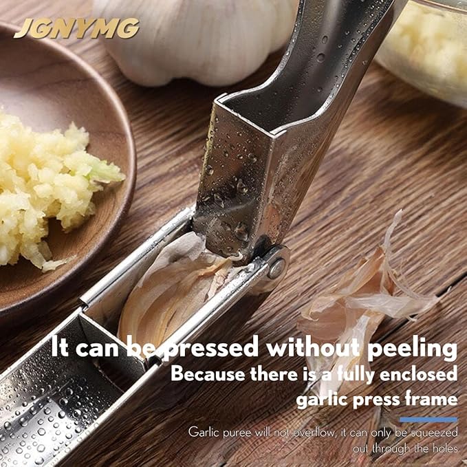 Garlic Press Stainless Steel，Premium Garlic Mincer Tool，Heavy Duty Professional garlic grinder， No Need to Peel Garlic Ginger Crusher，Easy Clean, Dishwasher Safe & Rust-proof