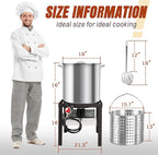 60QT Crawfish Boiler Kit, Waterproof Cover & 12-inch Skimmer, 110,000BTU Propane Burner Stove, 0-20PSIG Regulator, Aluminum Seafood Boil Pot, Crab Boil Pot with Basket