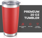 20 oz Tumbler with Lid Stainless Steel Double Wall Vacuum Insulated Tumblers Powder Coated Cups Travel Mug Keep Drinks Cold and Hot, Wine Red