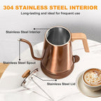 Nueve&Five Gooseneck Electric Kettle with Thermometer, Copper Tea Kettle with Auto Shut-Off,1000W Hot Water Kettle Electric of Stainless Steel,Electric Kettles for,Coffee & Tea