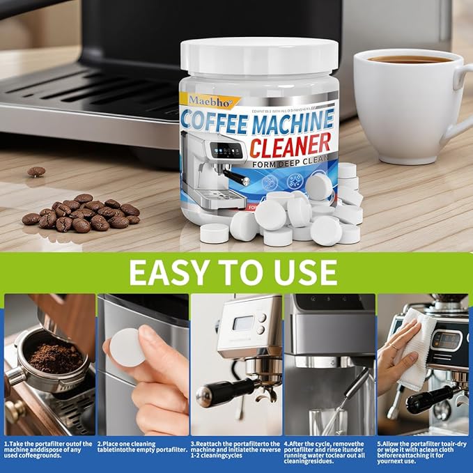 100-Tabs Coffee Maker Cleaner Tablets,Espresso Coffee Machine Descaler Cleaning Tablets Compatible with Keurig, Ninja, Breville, Delonghi, Nespresso, Miele - Deep Descaling & Cleaning