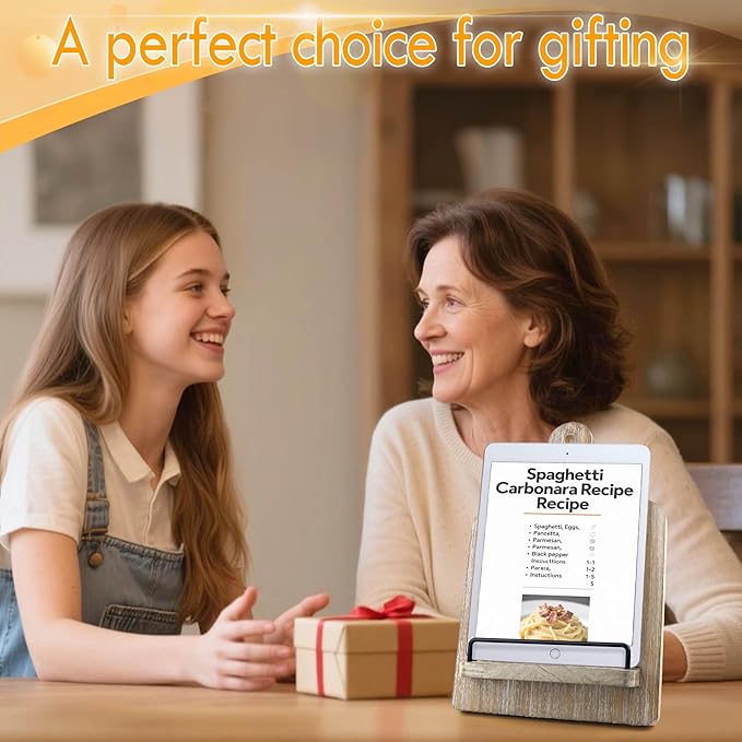 Wood Cookbook Stand Cookbook Holder: Kitchen Adjustable Cookbook Holder Recipe Stand for Counter Gray