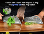 Cleaver Chef Knife with Herb Stripper, 7" Asian Kitchen Knife 3-in-1 Combined with Chef's Knife, Santoku, Nakiri for Slicing, Chopping, Dicing, Mincing, Housewarming Birthday Cooking Gifts