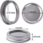 Canning Lids and Rings Regular Mouth Suitable for Ball or Kerr Jars,Small Mouth Mason Jar Lids and Bands Set of 12