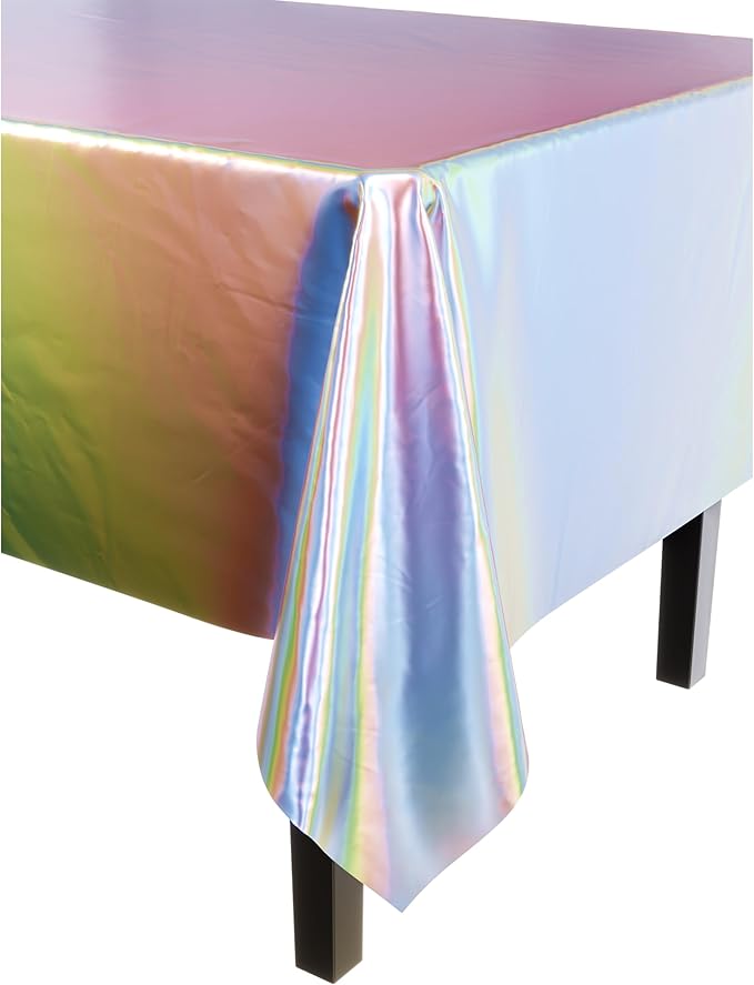 Exquisite Party Solids 12-Pack - Premium Plastic Tablecloth 54in. x 108in. Rectangle Table Cover - Iridescent