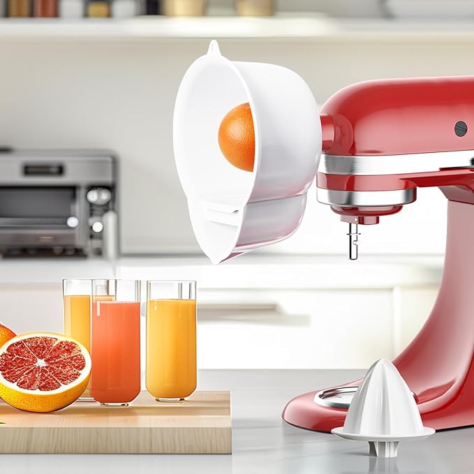 GVODE Juicer Attachment for Kitchenaid Stand Mixer, Citrus Juicer 2 Size Reamer, Lemon Squeezer for Kitchenaid Mixer Attachments, Dishwasher Safe