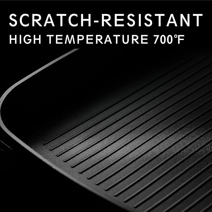 MsMk Square Grill Pan with lid, Stay-Cool Handle, Each Ridge Nonstick, Oven Safe Dishwasher Safe Induction Grill pans for Stove Tops, Square Frying Pan, Bacon Pan, Indoor Chicken Skillet, 11-Inch