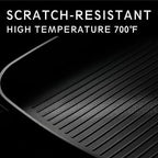 MsMk Square Grill Pan with lid, Stay-Cool Handle, Each Ridge Nonstick, Oven Safe Dishwasher Safe Induction Grill pans for Stove Tops, Square Frying Pan, Bacon Pan, Indoor Chicken Skillet, 11-Inch