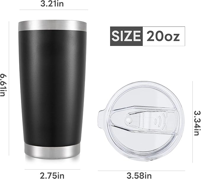 20 oz Tumbler with Lid Stainless Steel Insulated Tumblers Bulk Double Wall Vacuum Cups Powder Coated Travel Mug Keep Drinks Cold and Hot, Mix, 12 Pack