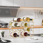 Urban Deco Countertop Wine Rack for 14 Bottles - No Assembly Required Modern Wine Bottle Holder Stand for Cabinet, Kitchen, Bar, Pantry - Gold Wire Wine Rack Inserts