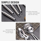 Stainless Steel Cooking Utensils 7PCS Kitchen Utensils Set, Heat Resistant Handle Utensils Set Included Ladle, Meat Fork, Slotted Spatula, Pasta Fork, Masher, Solid Spoon, Skimmer Spoon
