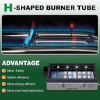 23 Inch Portable Propane Gas Griddle with Non-stick Ceramic Coated Baking Pan and Lid, Outdoor Tabletop 2 Burners Propane Grill for Camping, Barbecue, Tailgating, Cooking