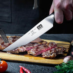 SHAN ZU 6 Pc Steak Knife Set, 4.5 Inch High Carbon Japanese Super Steel Steak Knives, Ultra Sharp Kitchen Steak Knife with K133 Ergonomic Handle, Black Tortoise Genbu Series