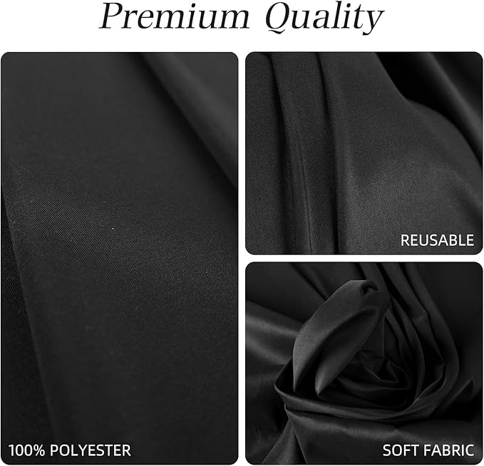 WIGENIUS 2 Pack Black Table Cloth Rectangle 60x102 Inch Polyester Tablecloths for 6ft Rectangle Tables - Reusable Wrinkle Resistant Washable Cloth Cover for Wedding Banquet Party | Hemmed Edges