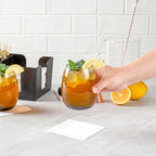 Restaurantware-Vetri 15 Ounce Wine Glasses, 6 Dishwashable Stemless Wine Glasses - No Lead, Durable, Gray Glass Stemware, For Home, Bar, Or Restaurant, Serve Merlot, Chardonnay, Or Bordeaux