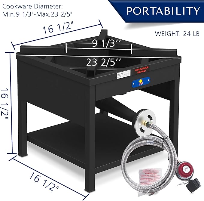 ARC 84QT Stainless Steel Pot with 200,000BTU Propane Fryer, Seafood Boil Pot, Crab Boil Pot, Lobster Pot, Shrimp Boil Pot, Tamale Steamer Pot with Basket and Turkey Fryer Burner