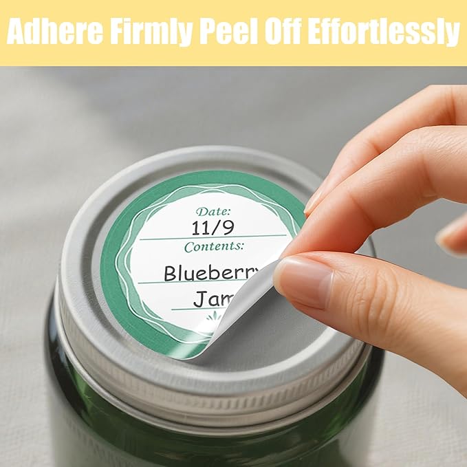 108 PCS Multicolored Mason Jar Label Stickers, Removable Waterproof & Oil Resistant, All-Purpose Adhesive Stickers for Glass Canning Jars, Spice Jars, Jam/Jelly Containers, Kitchen & Home Organization