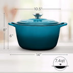 Enameled Cast Iron Round Dutch Oven - Parent (7.4Q (7L), Ocean Blue)