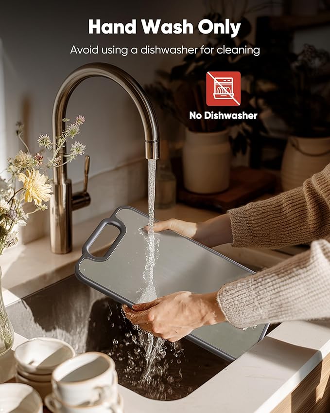 G.C&yite Titanium Cutting Board for kitchen, Lightweight No Toxic Double Sided Pure Titanium Chopping Board with Wheat Straw PP for Food Safety, Easy to Clean, Kitchen Gifts 15.5" x 10.5", 1-Pcs