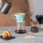 Pour Over Coffee Maker, Pour Over Coffee Dripper with 3 Holes Flat Bottom, Ceramic Drip Coffee Pour Over, Coffee Accessories for Travel, Camping, Office, Home(Green)