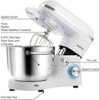 Aucma Stand Mixer,6.5-QT 660W 6-Speed Tilt-Head Food Mixer, Kitchen Electric Mixer with Dough Hook, Wire Whip & Beater (6.5QT, White)