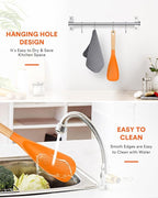 Cooking Spoon for Nonstick Cookwares, Great for Cooking and Serving Sturdy BPA-Free Matte Silicone, Wood Handle Spoon for Mixing, Scoop, and Scrape (ORANGE)