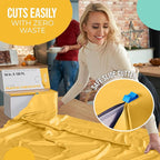Exquisite Party Solids 54 Inch X 100 Feet Yellow Plastic Table Cover Roll in A Cut - to - Size Box with Convenient Slide Cutter. Cuts Up to 12 Rectangle 8 Feet Plastic Disposable Tablecloths