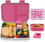 MaMix Bento Lunch Box Stainless Steel,3 Compartments Leak-Proof Bento Box for Sandwich, Lunch Containers Freezer Safe (pink)