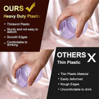 40 Pack Plastic Ribbed Wine Glasses, 14Oz Origami Disposable Wine Glasses Unbreakable Clear Plastic Cocktail Glasses Recyclable Shatterproof Reusable Wine Cups (14oz-blue-40pack)