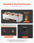 VEVOR Electric Soup Warmer, Three 6.34QT Stainless Steel Round Pot with 86~185°F Adjustable Temp, 1500W Commercial Bain Marie with Anti-Dry Burn and Reset Button, Soup Station for Restaurant, Buffet