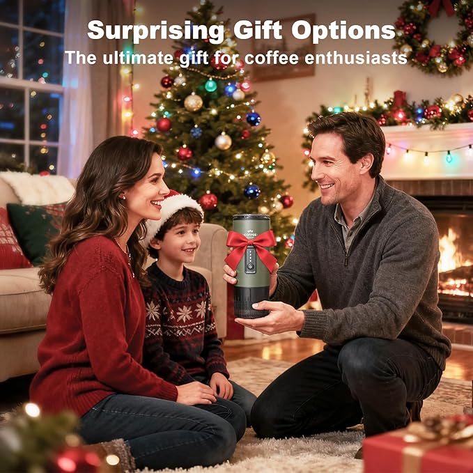 Portable Espresso Maker, 3 in 1 Coffee Maker Set with Carrying Bag and Coffee Stand, Coffee Machine Works with Ground Coffee & Capsule Pod, Self-Heating Brewer with USB-C for Travel, Hiking, Office