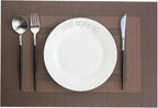 PIGCHCY Durable Plastic Placemats - Heat Resistant, Washable Woven Table Mats - Set of 4 (Coffee Brown)