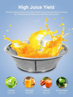 QCen Juicer Machine, 500W Centrifugal Juicer Extractor with Wide Mouth 3” Feed Chute for Fruit Vegetable, Easy to Clean, Stainless Steel, BPA-free (Gold)