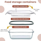 Razab 2700 ml / 92 Oz Large Glass Food Storage Containers with Vented Lids, BPA Free, Snap Locking Airtight & Leakproof Lids - Ideal for Baking, Casserole & Roasting - Freezer, Microwave & Oven Safe