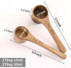 4PCS Wooden Measuring Scoops Acacia Wooden Scoops For Jars Small Wood Scoop For Coffee Measuring Spoons Wood Scoop For Containers Daily Powder Salt Bath Soap Scooper Acacia(30ml&15ml)