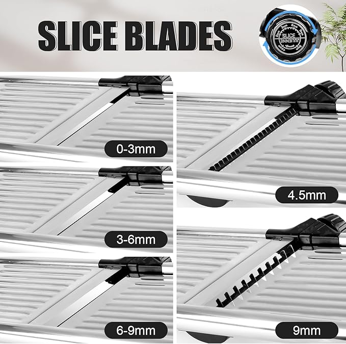 commercial Mandoline Slicer,Stainless Steel Vegetable Slicer,non-slip mandoline slicer for kitchen,Keto,Potato,cucumber,4 Blades & Cut-Resistant Gloves(Includes Brush & Cloth).