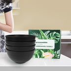 greenandlife 24oz/4PCS Wheat Straw Cereal Bowls, Lightweight Unbreakable Noodle Fruit Soup Rice Bowls Dishwasher Microwave Safe Bowl Sets, Non-toxin, BPA Free, Black