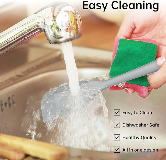 barsone Spatulas Silicone Heat Resistant, Food Grade Rubber Spatula Set for Cooking, Baking, Stirring Heat Resistant 446°F Spatulas for Nonstick Cookware Dishwasher Safe BPA Free Multicolor Set of 5