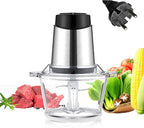 220V Food Processor & 2L Meat Grinder Chopper for for Meat, Vegetables, Fruits and Nuts,4 Bi-Level Blades, Stainless Steel (EU Plug pro)