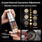 Electric Salt and Pepper Grinder Set Rechargeable, Auto One-handed Operation Pepper Mill with LED Light, EXT. Coarseness Adjustment, 2-Speed Control, Stainless Steel Salt Shakers (2 Pack)