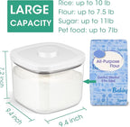 Airtight Rice Container 10 Lbs, Clear Plastic Food Storage Container Bin For Flour Sugar, Dry Food Holder with Easy Locking Lid for Kitchen Pantry Organization and Storage