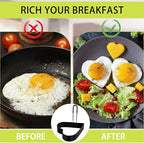 6 Pack Eggs Rings, Stainless Steel Egg Cooking Rings, Round Pancake Mold for Frying Eggs, Omelet and Muffins, Non-stick Fried Egg Mold Ring with Oil Brush and Slotted Spatula, 4 Shapes