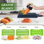 HomeHacks Vegetable Chopper Vegetable Cutter, 12 in 1 Kitchen Gadget, Dicer, Slicer, Onion Cutter, Salad, Cheese Grater & Egg Separator - Multi-Functional Veggie Chopper Lid with Handle (Grey)