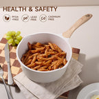 JEETEE 2.5 Quart Sauce Pan with Lid, Non Stick Small Pot with German Granite Coating, Masterclass Cookware Sauce Pot for Cooking, PFOA/PFOS Free(Beige)