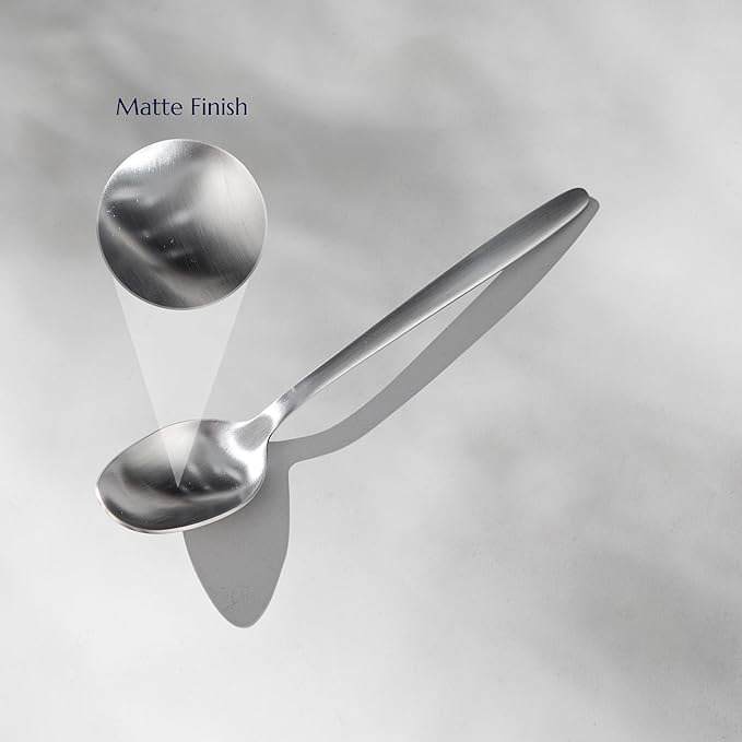 JazzUpCo Tia Flatware non toxic 18/10 stainless steel dishwasher safe (Matte Silver, 12 Person Set (60 Pieces))