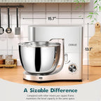 COOKLEE Stand Mixer, 9.5 Qt. 660W 10-Speed Electric Kitchen Mixer with Dishwasher-Safe Dough Hooks, Flat Beaters, Wire Whip & Pouring Shield Attachments for Most Home Cooks, Silver