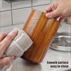 Large Acacia Wood Utensil Holder for Kitchen Counter, 360° Rotating Kitchen Utensil Holder, Set of 2 (7.9" & 5.9"), Rustic Farmhouse Decor Accessories